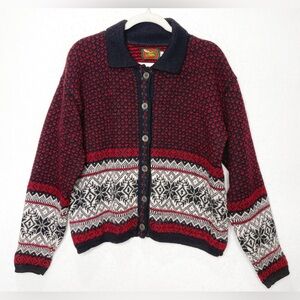 Alps Nordic Wool Cardigan Alps Cardigan Sweater Vintage Geometric Pattern Snow